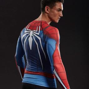 img 1 attached to 🕷️ Великолепный стиль и производительность: реглан с принтом Человека-паука, компрессионная одежда для мужчин X-Large.