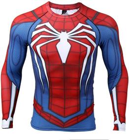 img 4 attached to 🕷️ Великолепный стиль и производительность: реглан с принтом Человека-паука, компрессионная одежда для мужчин X-Large.