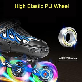 img 2 attached to 🛼 Adjustable Size 4 Black Blue Kids Inline Skates with Flashing LED Light up Wheels - Summer Roller Skates for Boys, Girls, and Women - Ideal Birthday Gifts