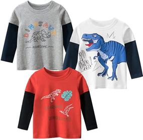 img 4 attached to Toddler 2 Pack Sleeve Dinosaur T Shirts