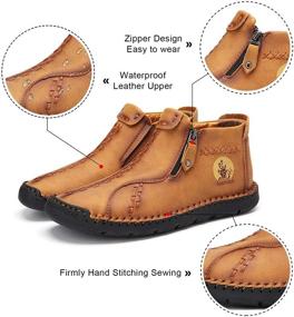 img 1 attached to Leather Casual Zipper Oxfords Walking Men's Shoes and Loafers & Slip-Ons