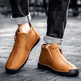 img 3 attached to Leather Casual Zipper Oxfords Walking Men's Shoes and Loafers & Slip-Ons