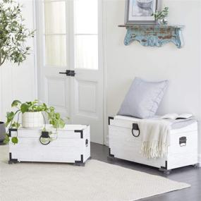 img 4 attached to Deco 79 28/31 Wood Trunk Set - White/Black: Elegant Storage Solution for Home Décor