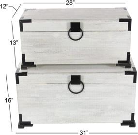 img 2 attached to Deco 79 28/31 Wood Trunk Set - White/Black: Elegant Storage Solution for Home Décor