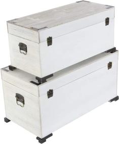 img 1 attached to Deco 79 28/31 Wood Trunk Set - White/Black: Elegant Storage Solution for Home Décor