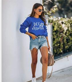 img 3 attached to 🐶 Dog Mom Sweatshirt: Trendy Dog Mama Shirt for Women - Long Sleeve, Cute Dog Sweater, Letter Print Tshirt Tops