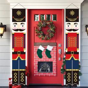 img 4 attached to MAIAGO Nutcracker Christmas Decorations - Life Size Soldier Model Porch Signs for Indoor & Outdoor Xmas Décor - Nutcracker Banners for Home, Wall, Front Door, Apartment Party