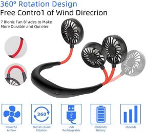 img 2 attached to 🌀 Stay Cool Anywhere: Neck Fan Portable – USB Rechargeable, Mini Hands Free Face Fan for Outdoor Activities, Travel, and Office