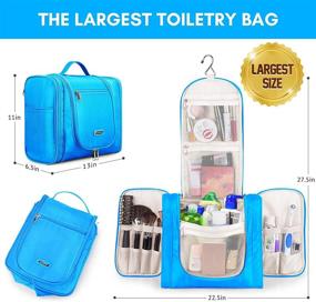 img 3 attached to 🛁 Waterproof Hanging Toiletry Bag for Women and Men - Extra Large Travel Organizer with Hook, perfect for Kids, Girls, and Makeup - Bathroom Shower Bag, Shaving Kit Bag - Size: 13 x 11 x 6.3 inch