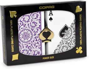 img 1 attached to ♠️ Copag 1546 Design Plastic Playing Cards - Poker Size Regular Index Purple/Gray - Double Deck Set - 100% Plastic