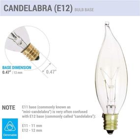 img 2 attached to 💡 (Pack of 12) Clear Candelabra Base (E12) Flame Tip 120V Decorative Dimmable Chandelier Light Bulbs (40W)