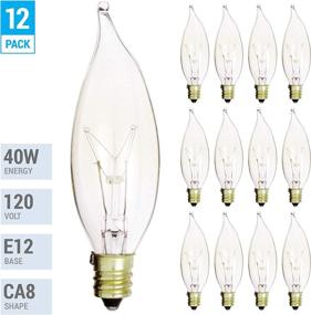 img 4 attached to 💡 (Pack of 12) Clear Candelabra Base (E12) Flame Tip 120V Decorative Dimmable Chandelier Light Bulbs (40W)