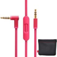 🎧 upgraded audio cable cord with in-line microphone & control + genuine leather pouch/bag for beats by dr dre headphones solo/studio/pro/detox/wireless/mixr/executive/pill (pink) logo