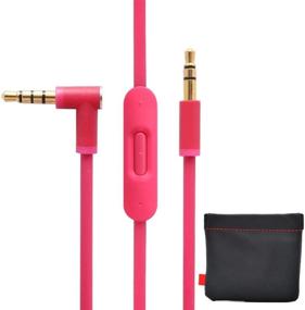 img 4 attached to 🎧 Upgraded Audio Cable Cord with In-line Microphone & Control + Genuine Leather Pouch/Bag for Beats by Dr Dre Headphones Solo/Studio/Pro/Detox/Wireless/Mixr/Executive/Pill (Pink)