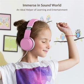 img 1 attached to iClever HS15 Kids Headphones with Microphone for School - Shareport: Foldable Stereo Wired Headset with 94dB Volume Limiter - Suitable for Children/Teens/Boys/Girls/Airplane/iPad/Tablet