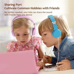 img 2 attached to iClever HS15 Kids Headphones with Microphone for School - Shareport: Foldable Stereo Wired Headset with 94dB Volume Limiter - Suitable for Children/Teens/Boys/Girls/Airplane/iPad/Tablet