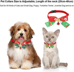 img 3 attached to QKURT 3 Pack Christmas Pet Collar: Festive Reindeer Christmas 🎄 Trees Snowflake Pattern, Bowtie & Red Bell for Cats & Small Dogs