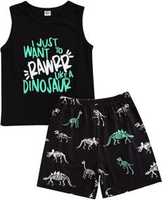 img 4 attached to Summer Clothes Sleeveless Coconut Dinosaur Boys' Clothing for Clothing Sets