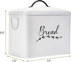 img 1 attached to 🏡 Farmhouse Decor Large White Metal Bread Box with Handles for Kitchen Countertop - Home & Abode