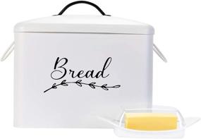 img 4 attached to 🏡 Farmhouse Decor Large White Metal Bread Box with Handles for Kitchen Countertop - Home & Abode