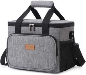 img 4 attached to 🥪 Lifewit Large Lunch Bag: 24-Can Insulated Lunch Box for Men & Women - Soft Cooler Tote, Grey