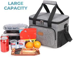 img 3 attached to 🥪 Lifewit Large Lunch Bag: 24-Can Insulated Lunch Box for Men & Women - Soft Cooler Tote, Grey