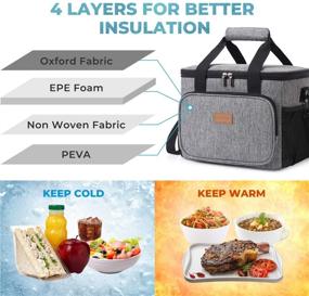 img 2 attached to 🥪 Lifewit Large Lunch Bag: 24-Can Insulated Lunch Box for Men & Women - Soft Cooler Tote, Grey
