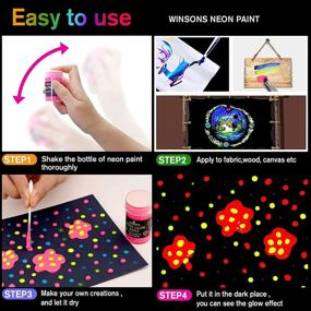 img 2 attached to 🎨 WINSONS Glow in The Dark Paint Set - 8 Colors, Non Toxic, Long Lasting Luminous Neon Paints for Fabric, Canvas, Wood - 8×22ml