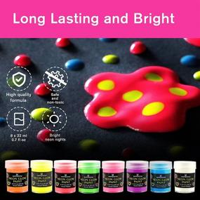 img 3 attached to 🎨 WINSONS Glow in The Dark Paint Set - 8 Colors, Non Toxic, Long Lasting Luminous Neon Paints for Fabric, Canvas, Wood - 8×22ml
