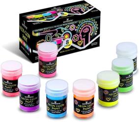 img 4 attached to 🎨 WINSONS Glow in The Dark Paint Set - 8 Colors, Non Toxic, Long Lasting Luminous Neon Paints for Fabric, Canvas, Wood - 8×22ml