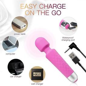 img 1 attached to 🔋 ETOKON Rechargeable Personal Wand Massager: 20 Vibration Patterns & 8 Speeds for Neck, Shoulder, Back, and Waist Muscle Relief. Cordless, Waterproof, Quiet, and Powerful (Pink)