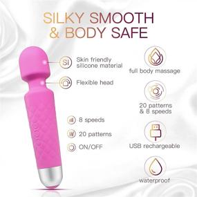 img 2 attached to 🔋 ETOKON Rechargeable Personal Wand Massager: 20 Vibration Patterns & 8 Speeds for Neck, Shoulder, Back, and Waist Muscle Relief. Cordless, Waterproof, Quiet, and Powerful (Pink)