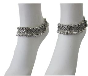 img 1 attached to 🔔 Vintage Style Anklet Bracelet Pair: 10-Inch Long Women's Fashion Jewelry with Jingle Bell Charm - Perfect for Boho Beach Wedding Barefoot Sandals and Indian Ethnic Payal