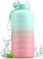 🥤 vinsguir 128oz water bottle with straw, bpa free leakproof gym fitness sports jug - motivational time marker & measurements, gradient color logo