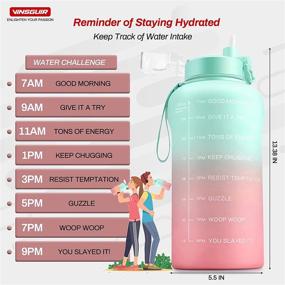 img 2 attached to 🥤 Vinsguir 128oz Water Bottle with Straw, BPA Free Leakproof Gym Fitness Sports Jug - Motivational Time Marker & Measurements, Gradient Color