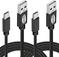 🔌 deego usb type c cable, 2 pack durable fast charger nylon braided usb c cable 10ft 6ft for samsung galaxy s10 s9 s8 plus note 9 8, lg v40 g7 g6, huawei p20 mate 20, lumia 950, black logo