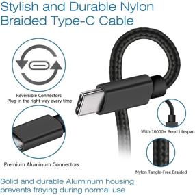 img 1 attached to 🔌 DEEGO USB Type C Cable, 2 Pack Durable Fast Charger Nylon Braided USB C Cable 10Ft 6Ft for Samsung Galaxy S10 S9 S8 Plus Note 9 8, LG V40 G7 G6, Huawei P20 Mate 20, Lumia 950, Black
