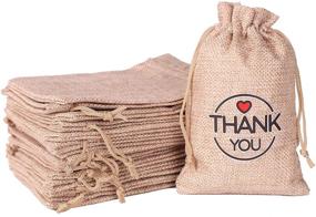 img 4 attached to 🎁 Burlap Bags, 20 Packs 5x7 Thank You Burlap Gift Bags - Buy Now for Wedding, Birthday, Easter, Christmas, New Year