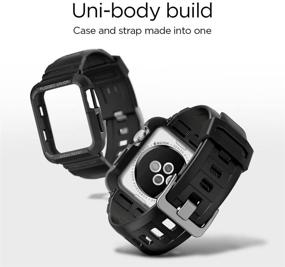 img 3 attached to 🔌 Ремешок Spigen Rugged Armor Pro для Apple Watch с чехлом для моделей 42 мм Series 3/2/1/Original (2015) - черный