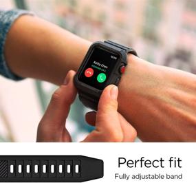 img 2 attached to 🔌 Ремешок Spigen Rugged Armor Pro для Apple Watch с чехлом для моделей 42 мм Series 3/2/1/Original (2015) - черный