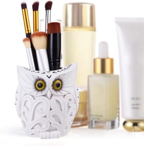 img 1 attached to 🦉 Stylish Owl Pen Holder: COOLBROS Resin Desk Organizer & Decoration