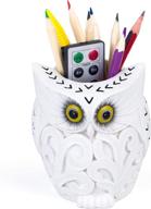 🦉 stylish owl pen holder: coolbros resin desk organizer & decoration логотип