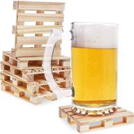 🪑 protective wooden mini pallet coaster set: perfect for hot and cold beverages (6 pack) logo