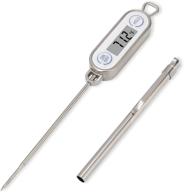 🌡️ efficient and durable measureman digital waterproof meat thermometer: 304 stainless steel case, 5" probe, hook, hold, on/off, ip65 waterproof logo