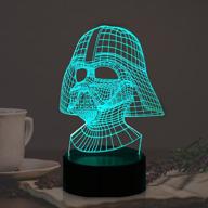 🌙 3d cartoon night light with black knight lamp for boy room - darth vader dark warrior led, 7 color remote change table lamp, holiday party mood rgb illusion kids toys xmas friends логотип