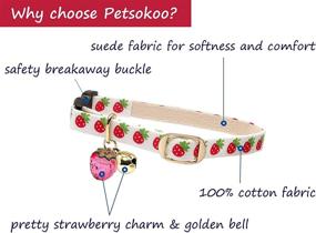 img 1 attached to 🐱 SEO-Optimized PetSoKoo Cute Cat Collar with Bell & Strawberry Charm | 100% Cotton | Safety Breakaway Soft | for Girl Boy Male Female Kitten Collar