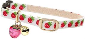 img 2 attached to 🐱 SEO-Optimized PetSoKoo Cute Cat Collar with Bell & Strawberry Charm | 100% Cotton | Safety Breakaway Soft | for Girl Boy Male Female Kitten Collar