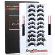 👁️ enhanced bileycha 3d natural magnetic eyelashes kit: lightweight magnetic eyeliner, waterproof with no glue needed - 10 pairs included logo