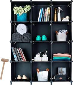 img 4 attached to 📚 Homeries 12-Cube Modular DIY Plastic Closet Organizer Rack – Black, Storage Shelves, Bookshelf, Bookcase for Bedroom, Office, Dorm Room, College, Living Room