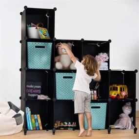 img 3 attached to 📚 Homeries 12-Cube Modular DIY Plastic Closet Organizer Rack – Black, Storage Shelves, Bookshelf, Bookcase for Bedroom, Office, Dorm Room, College, Living Room